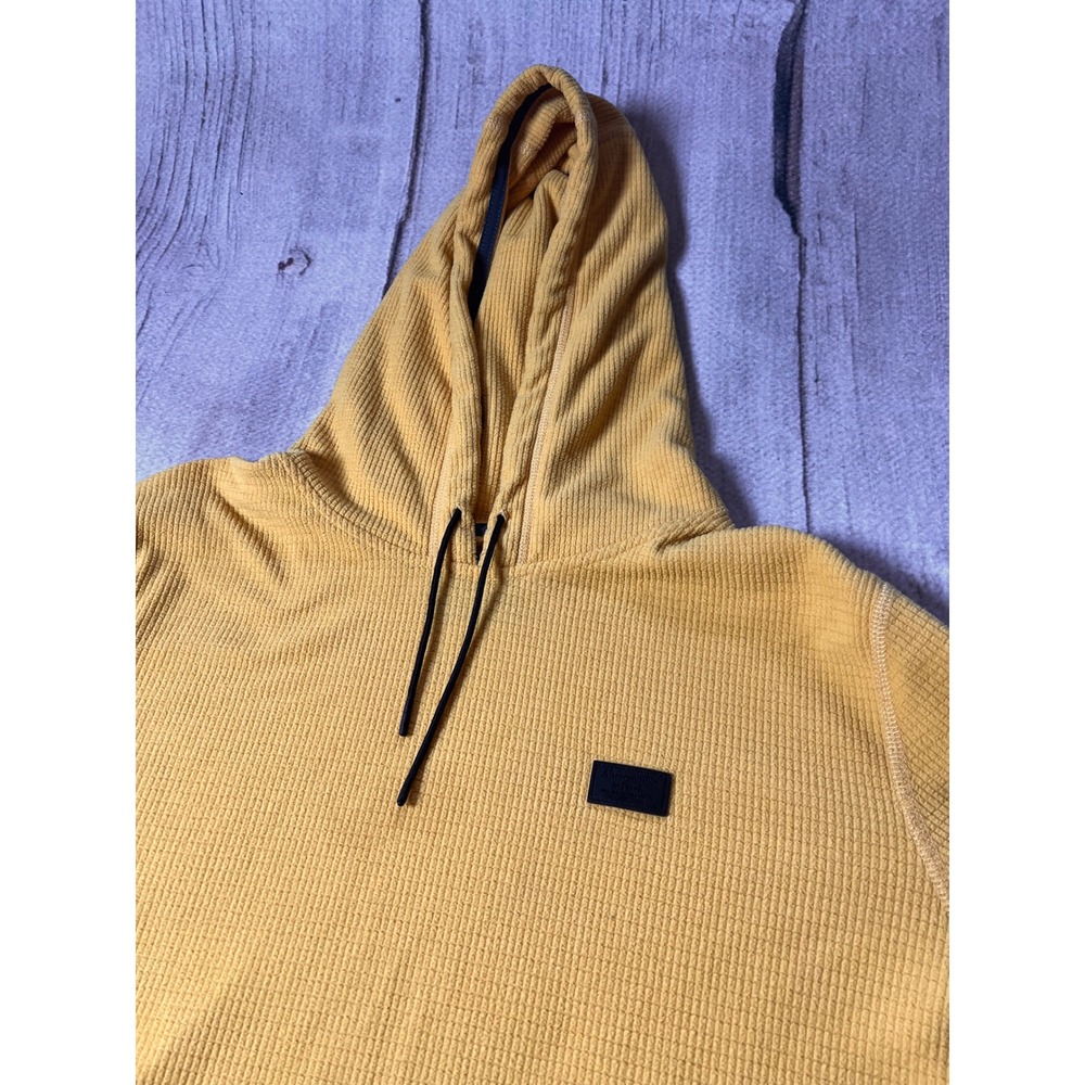 Abercrombie & Fitch Hoodie Mens XXL Yellow Waffle Knit Gorpcore Minimalist - Picture 3 of 8